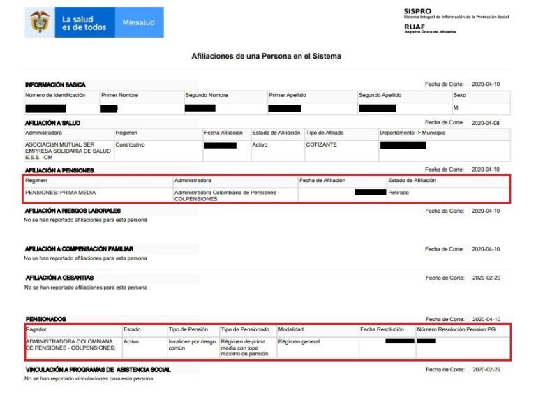 Consultar El RUAF Pensiones – Actualizado [2020]