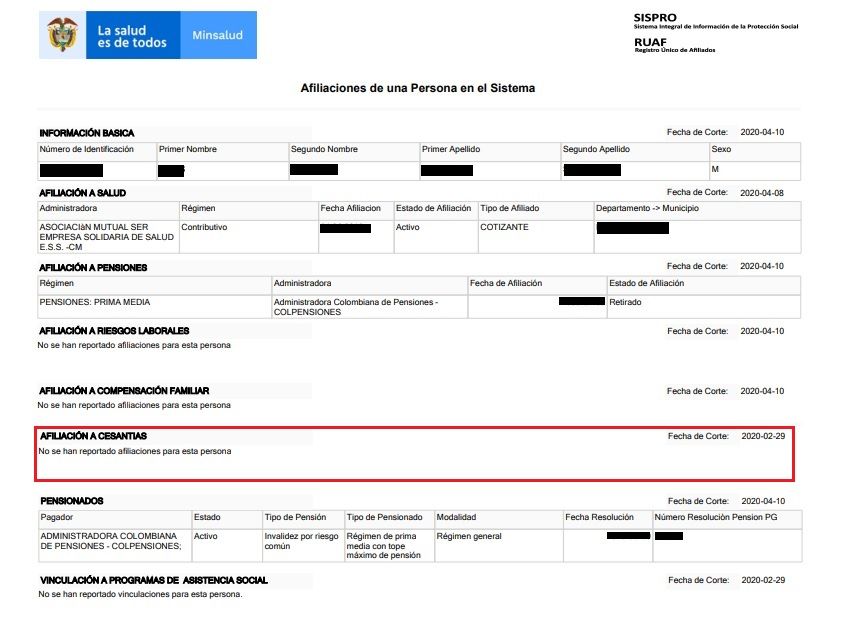 Consultar RUAF Afiliados A Cesantías – Actualizado [2020]